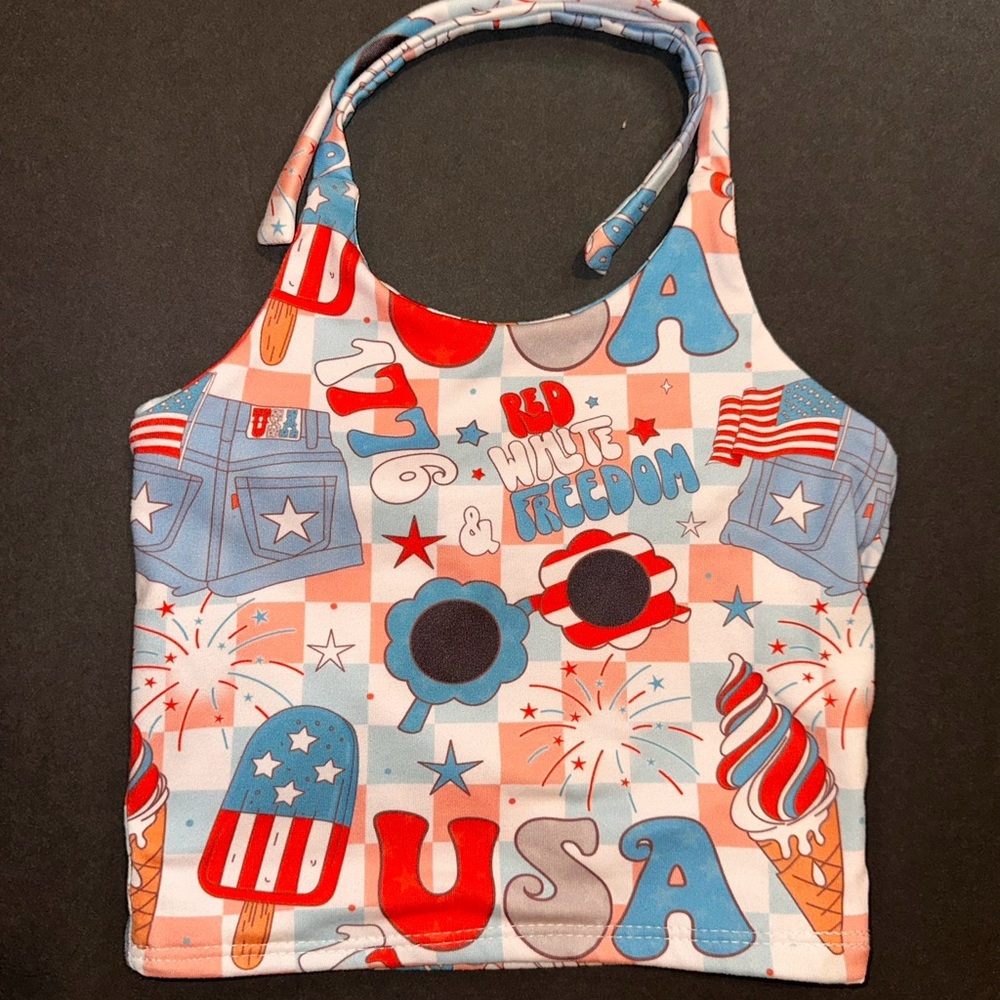 Patriotic Cropped Halter Top